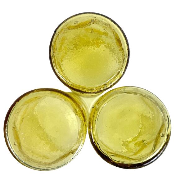 Amber Bubble Thumbprint Textured Vintage 1960's Glasses Set of 3-RARE! - Picture 7 of 8